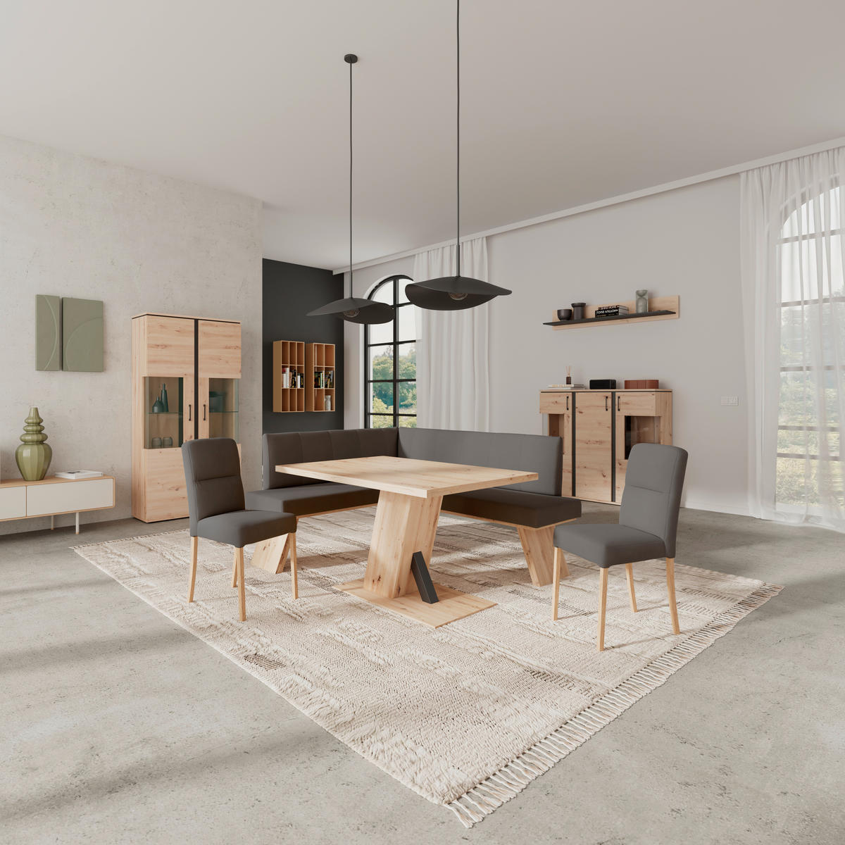 ECKBANK 150/185 cm Webstoff Anthrazit   - Eichefarben/Anthrazit, KONVENTIONELL, Textil (150/185cm) - Livetastic