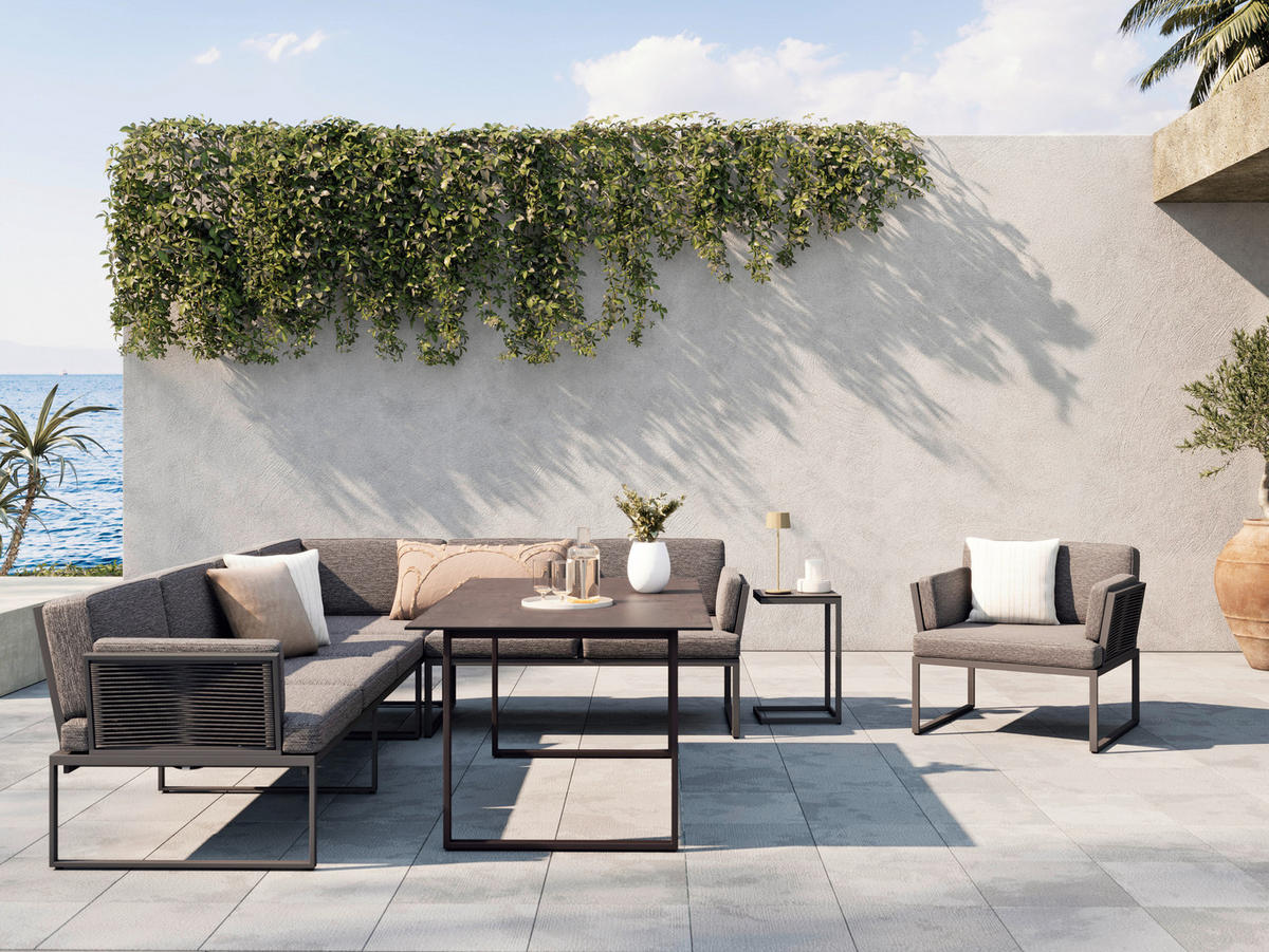 GARTENTISCH 158/90/68 cm Metall, Kunststoff rechteckig  - Anthrazit/Dunkelbraun, Design, Kunststoff/Metall (158/90/68cm) - Amatio