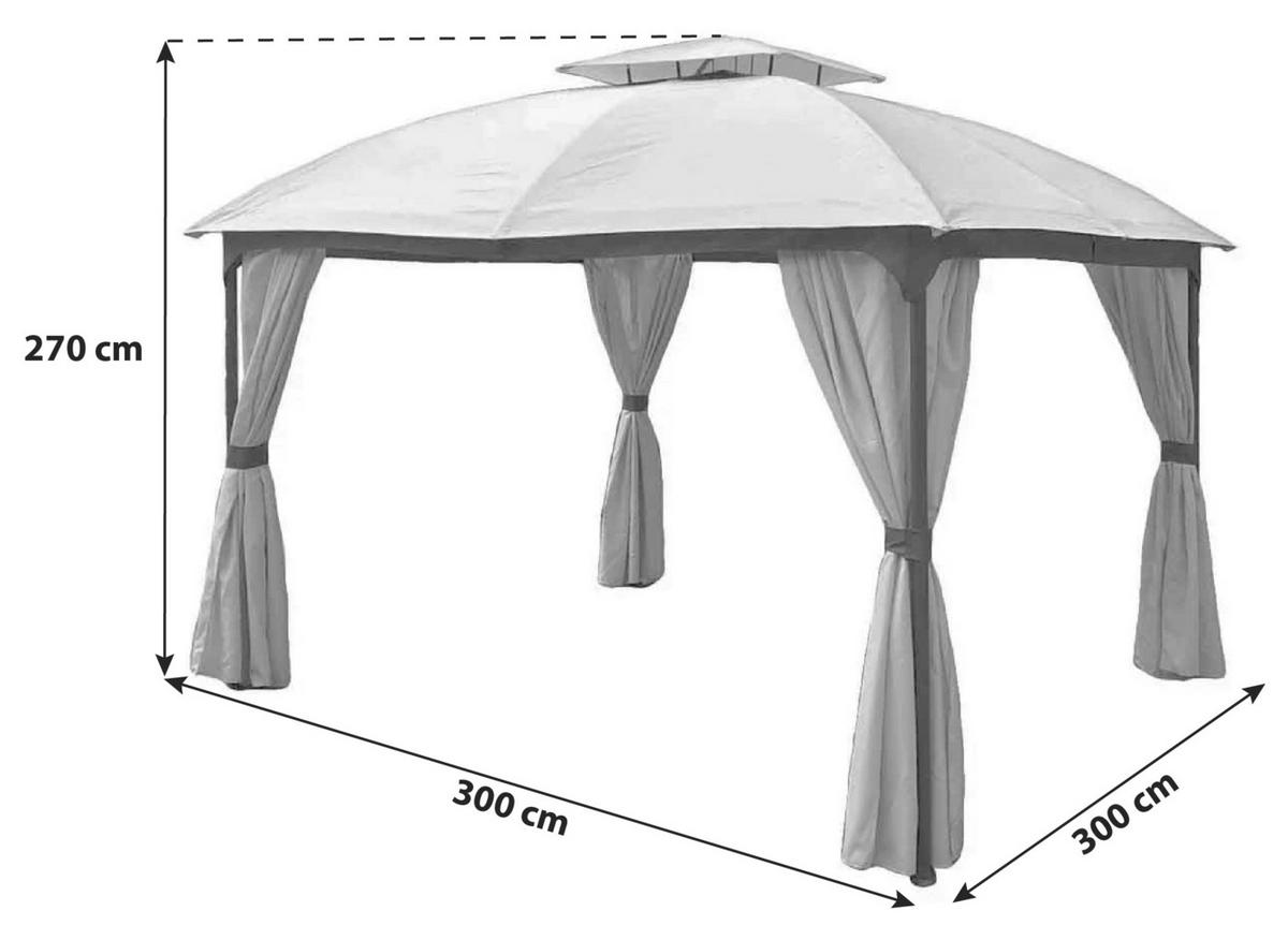 PAVILLON 360/270/300 cm Stahl  - Beige/Silberfarben, Basics, Kunststoff/Metall (360/270/300cm) - Gardenson