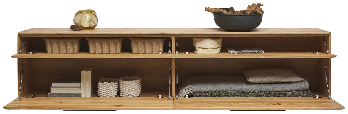 LOWBOARD Wildeiche  241,9/53,8/37,1 cm  - Wildeiche/Bronzefarben, Natur, Holz/Metall (241,9/53,8/37,1cm) - Valnatura