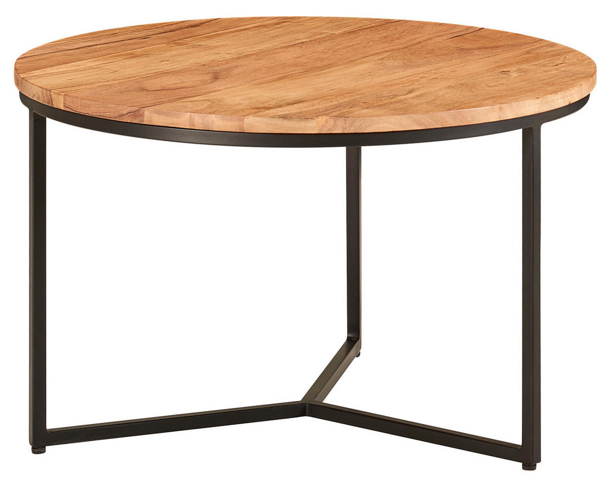 COUCHTISCH in Holz 60/60/38 cm  - Schwarz/Akaziefarben, Modern, Holz/Metall (60/60/38cm) - MID.YOU