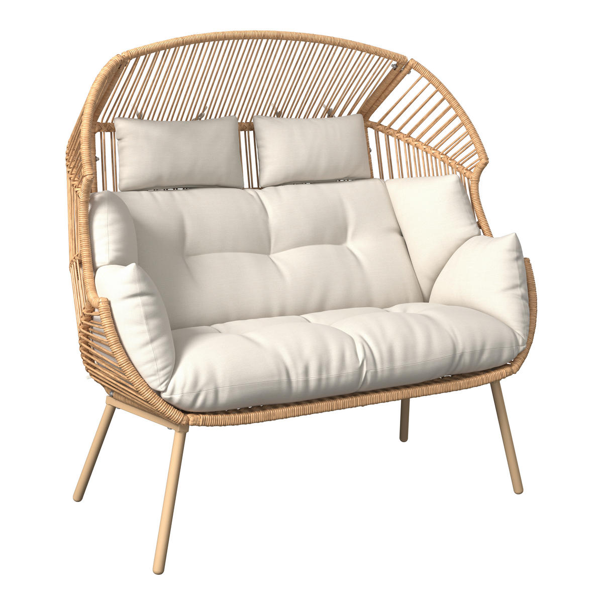 GARTENMUSCHEL 146/136/83 cm  - Beige/Naturfarben, Modern, Kunststoff/Textil (146/136/83cm) - Ambia Garden