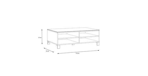 COUCHTISCH rechteckig Weiß 110/70/37,9 cm  - Champagner/Weiß, Design, Glas/Holzwerkstoff (110/70/37,9cm) - Hom`in