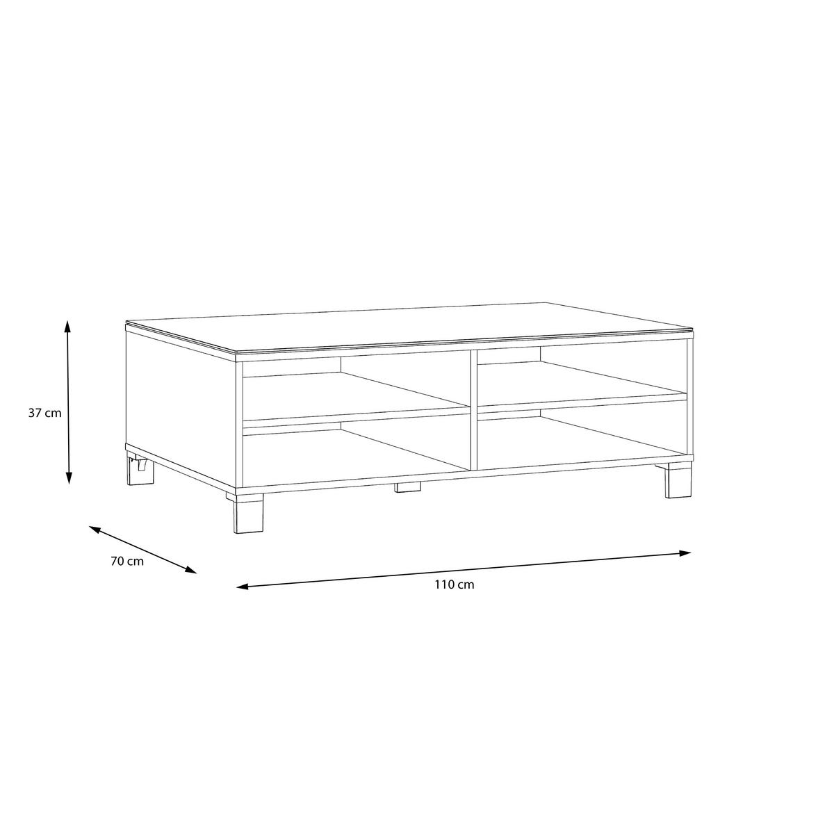 COUCHTISCH in Glas, Holzwerkstoff 110/70/37,9 cm  - Weiss/Champagner, Design, Glas/Holzwerkstoff (110/70/37,9cm) - Hom`in