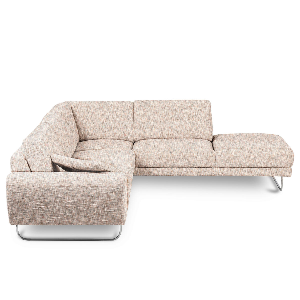 ECKSOFA 273/250 cm SPRING in Webstoff Blau, Gelb, Rot, Weiß Zierkissen  273/250 cm  - Chromfarben/Blau, Design, Textil/Metall (273/250cm) - Livetastic