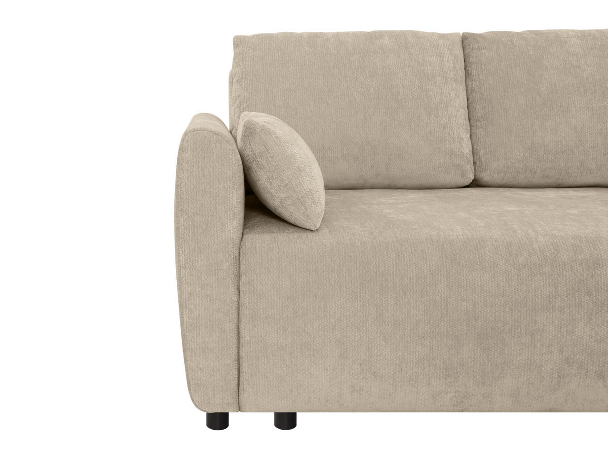 SCHLAFSOFA Chenille Beige  - Beige/Schwarz, KONVENTIONELL, Kunststoff/Textil (161/90/108cm) - Carryhome