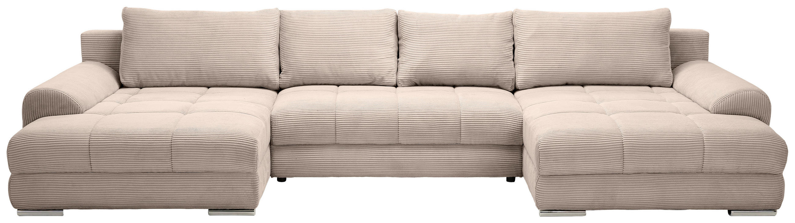 WOHNLANDSCHAFT Cord Taupe  - Taupe/Chromfarben, Konventionell, Kunststoff/Textil (180/376/180cm) - Carryhome