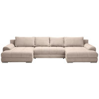 WOHNLANDSCHAFT Cord Taupe  - Taupe/Chromfarben, Konventionell, Kunststoff/Textil (180/376/180cm) - Carryhome