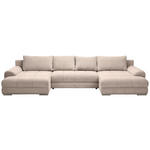 WOHNLANDSCHAFT Taupe Cord  - Taupe/Chromfarben, KONVENTIONELL, Kunststoff/Textil (180/376/180cm) - Carryhome