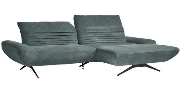 ECKSOFA  in Bouclé Graublau  280/170-195 cm  - Graublau/Schwarz, Design, Textil/Metall (280/170-195cm) - Dieter Knoll