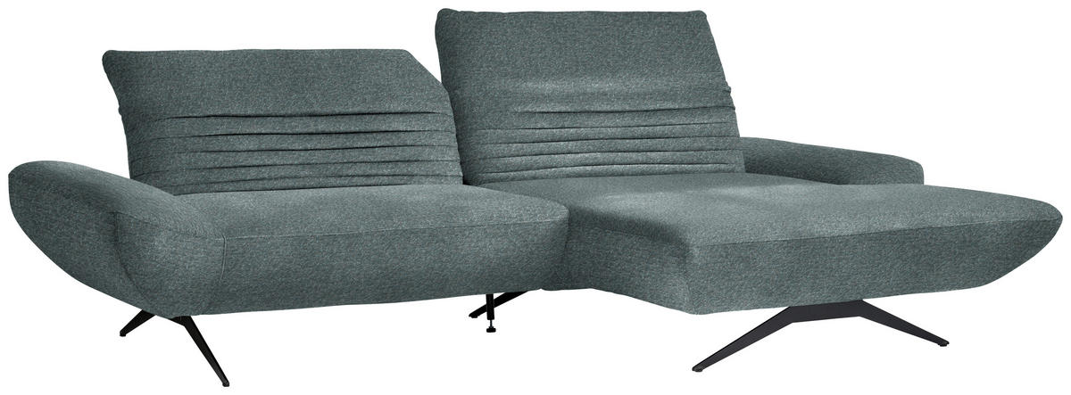 ECKSOFA  in Bouclé Graublau  280/170-195 cm  - Graublau/Schwarz, Design, Textil/Metall (280/170-195cm) - Dieter Knoll