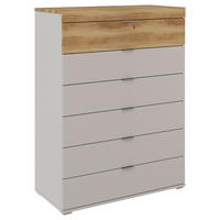 KOMODA, dub, barvy dubu, světle šedá, 90/123/47 cm - barvy dubu/světle šedá, Moderní, kov/dřevo (90/123/47cm) - Dieter Knoll