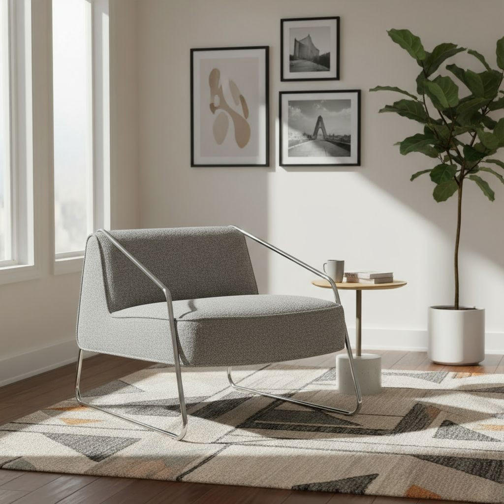 DESIGNSESSEL in Webstoff Beige  - Chromfarben/Beige, MODERN, Textil/Metall (62/85/65cm) - Livetastic