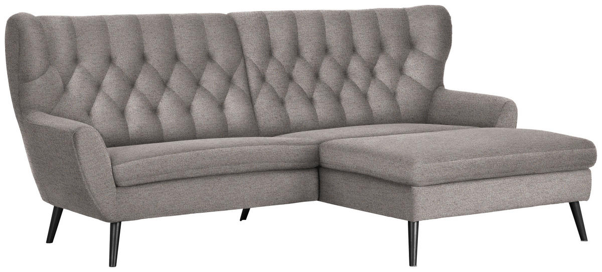 ECKSOFA in Flachgewebe Taupe  - Taupe/Schwarz, Design, Holz/Textil (237/165cm) - Stylife