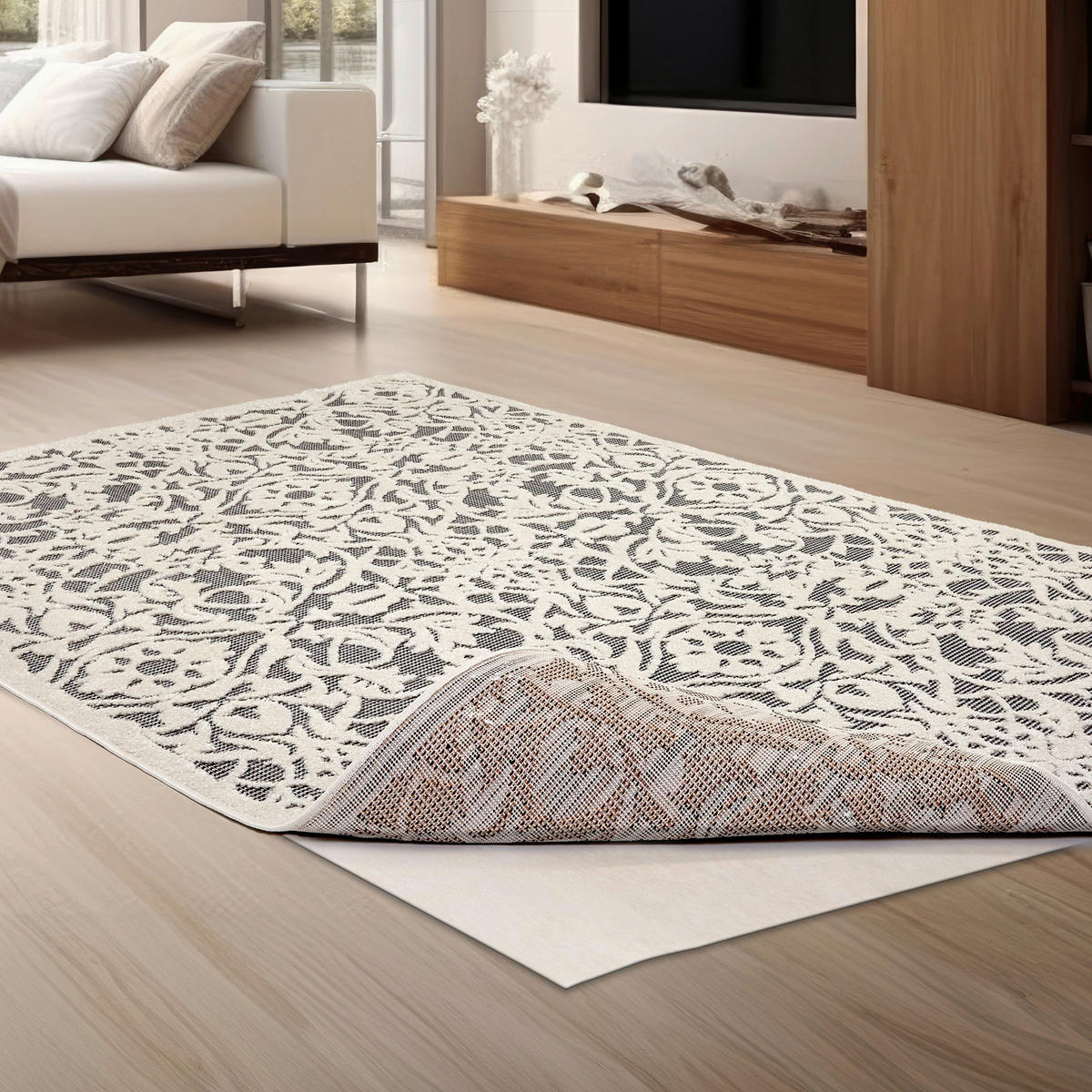 OUTDOORTEPPICH  für Terrasse und Balkon 160/230 cm Serina Grau, Weiß  - Weiß/Grau, Basics, Kunststoff (160/230cm) - Astra