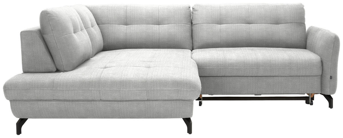 ECKSOFA  in Flachgewebe, Leinenoptik Silberfarben  208/247 cm  - Silberfarben/Schwarz, Design, Textil/Metall (208/247cm) - Xora