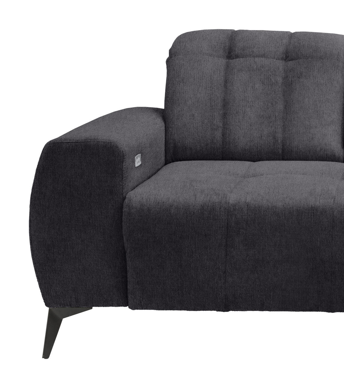 ECKSOFA in Mikrofaser Anthrazit  - Anthrazit/Schwarz, Modern, Textil/Metall (261/200cm) - Livetastic