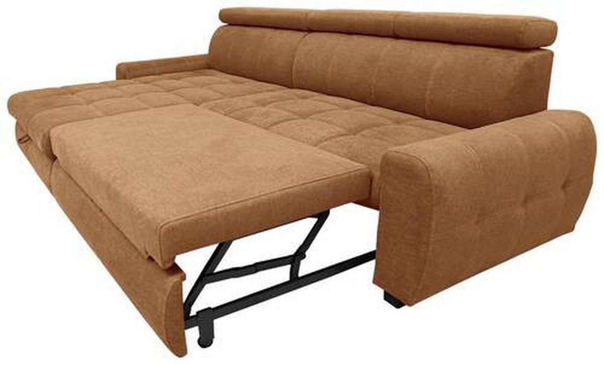 ECKSOFA inkl.Funktionen Orange Webstoff  - Schwarz/Orange, Design, Kunststoff/Textil (276/173cm) - Stylife