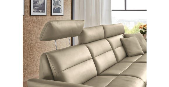 ECKSOFA in Echtleder Ecru 300/157 cm - Ecru/Schwarz, Design, Leder/Metall (300/157cm) - Dieter Knoll