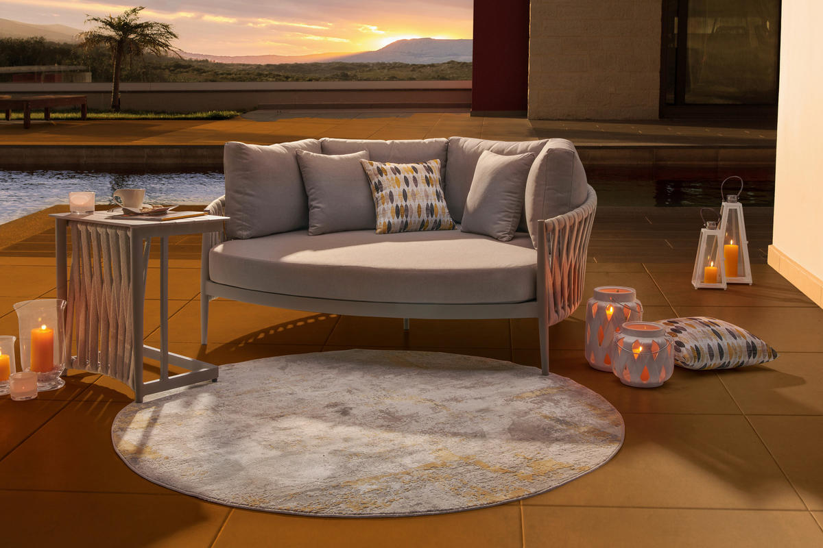 TABLE D'APPOINT DE JARDIN - Hellgrau, Modern, Textil/Metall (60/40/60,5cm) - Amatio