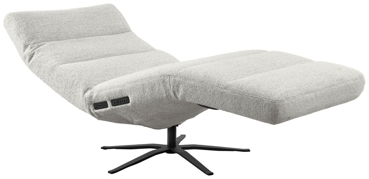 RELAXLIEGE inkl. Akku Flachgewebe Beige  - Beige/Schwarz, MODERN, Textil/Metall (82/53-115/156-206cm) - Pure Home Comfort