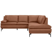 ECKSOFA Cognac Echtleder  - Cognac/Schwarz, Design, Leder (248/221cm) - MID.YOU