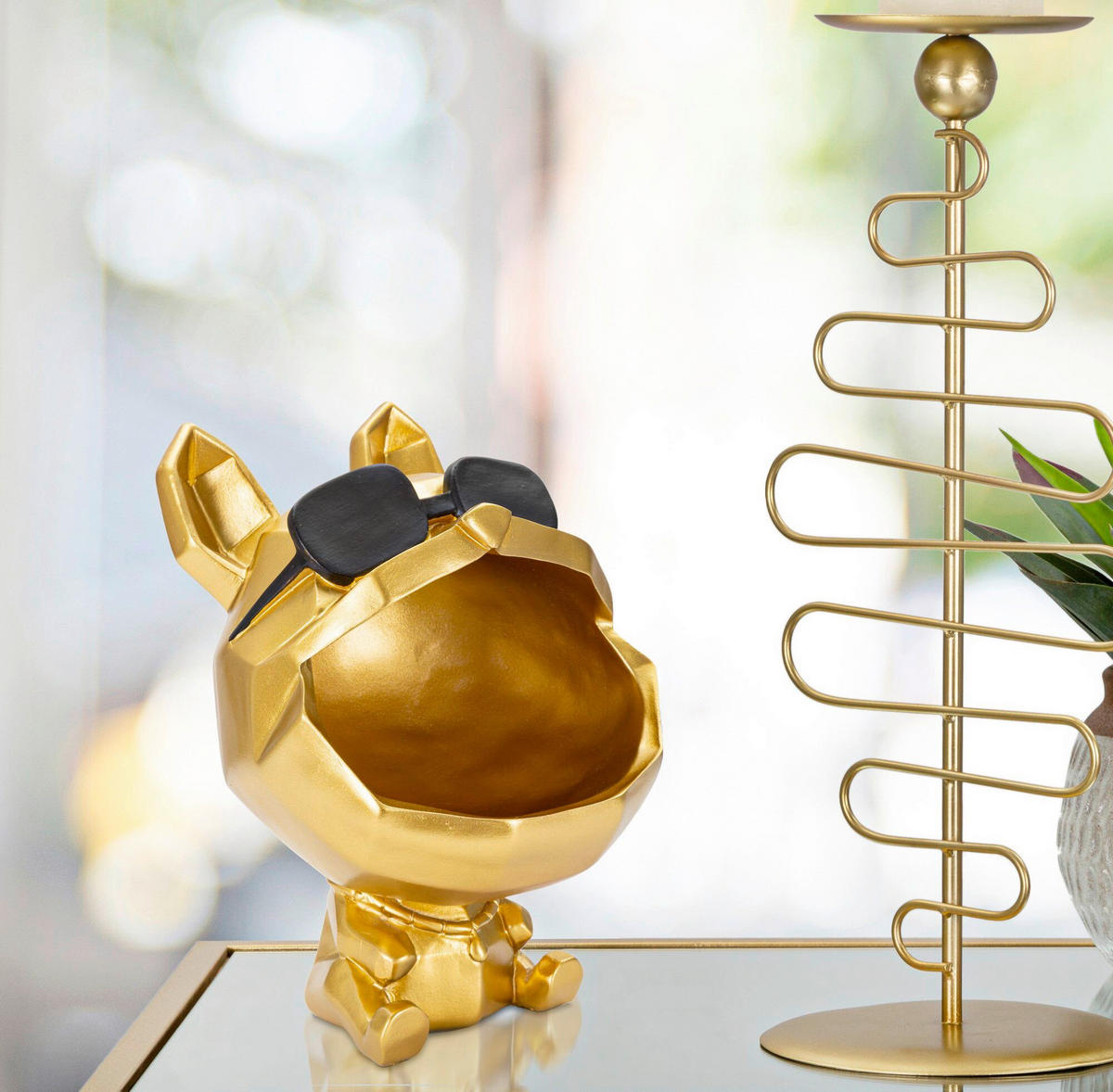 SKULPTUR - Goldfarben/Schwarz, Basics, Kunststoff (17/23.5/17cm)