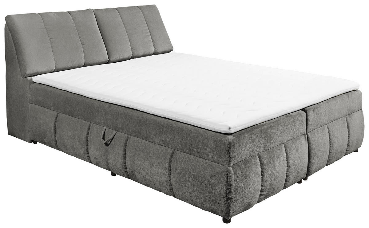BOXBETT 160/200 cm  in Graphitfarben  - Schwarz/Graphitfarben, MODERN, Holzwerkstoff/Kunststoff (160/200cm) - MID.YOU