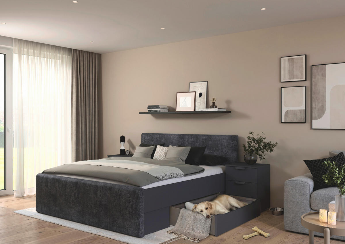 STAURAUMBETT 180/200 cm  in Grau   - Grau, Modern, Holzwerkstoff/Textil (180/200cm) - Rauch Möbel