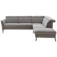 ECKSOFA Grau Struktur  - Schwarz/Grau, MODERN, Textil/Metall (275/235cm) - Cantus