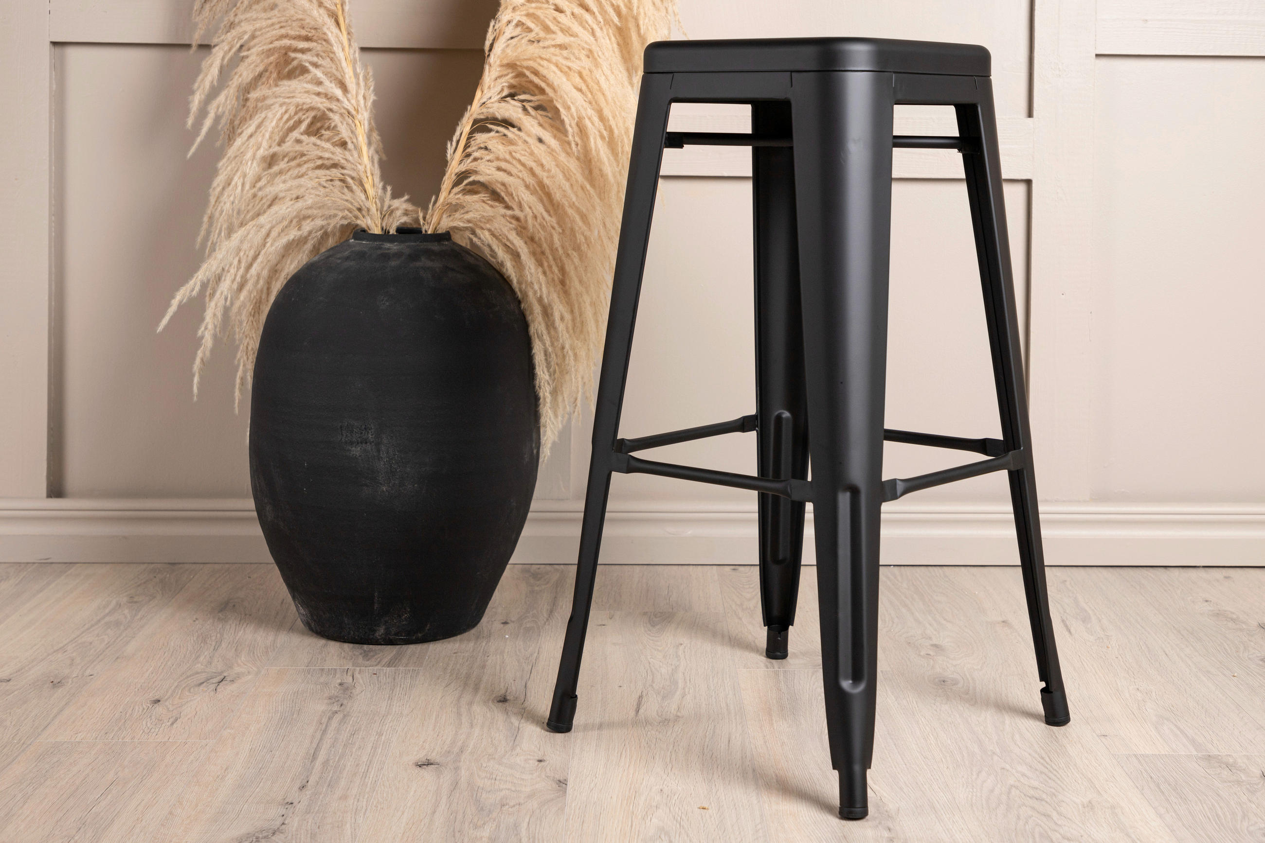 BARHOCKER-SET Schwarz Stahl abwischbar  - Schwarz, Design, Metall (43/76/43cm) - Livetastic