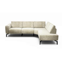ECKSOFA Cosy Naturfarben Samt  - Schwarz/Naturfarben, Design, Textil/Metall (256/193cm) - SENSOO
