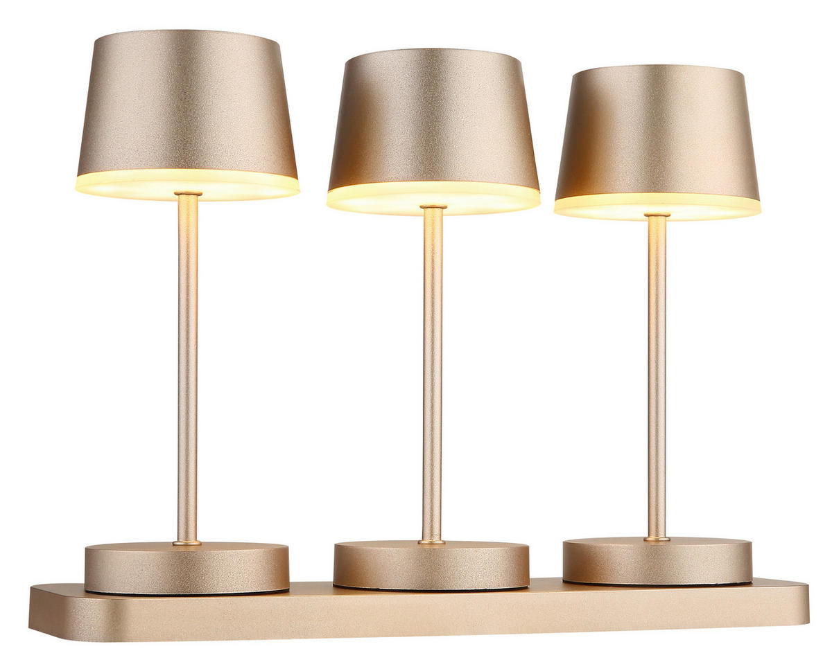 AKKU-TISCHLEUCHTE Dawson 8,3/20 cm  - Champagner/Opal, Design, Kunststoff/Metall (8,3/20cm) - Globo