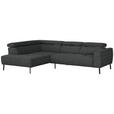 ECKSOFA in Webstoff Anthrazit  205/280 cm  - Anthrazit/Schwarz, Design, Textil/Metall (205/280cm) - Xora