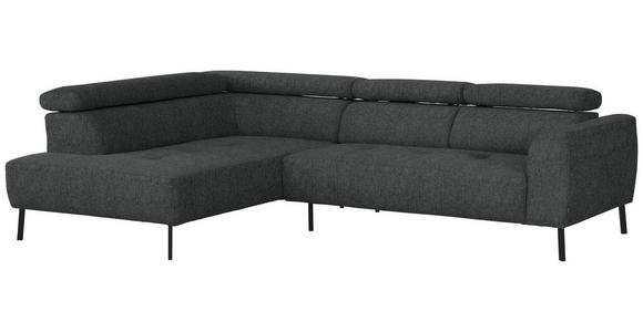 ECKSOFA in Webstoff Anthrazit 205/280 cm - Anthrazit/Schwarz, Design, Textil/Metall (205/280cm) - Xora