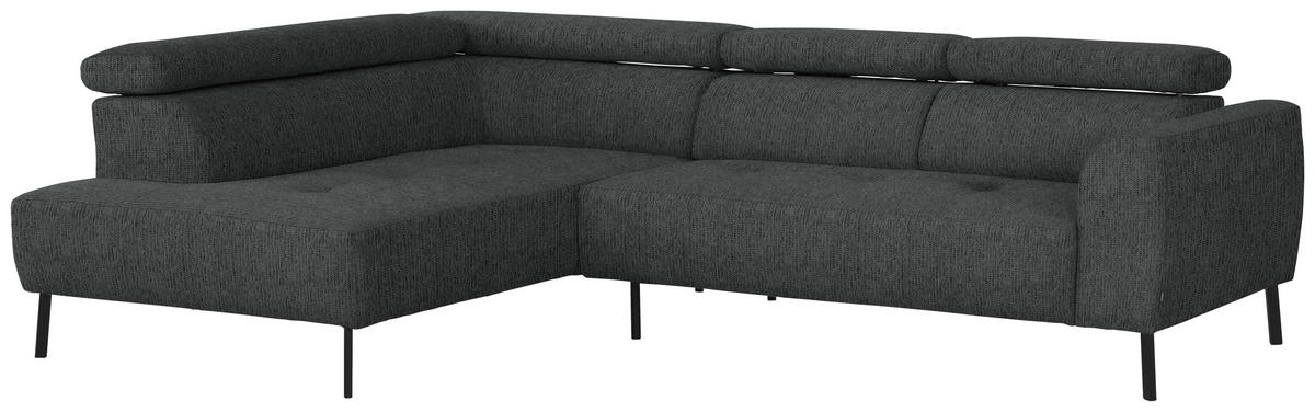 ECKSOFA in Webstoff Anthrazit  - Anthrazit/Schwarz, Design, Textil/Metall (205/280cm) - MID.YOU