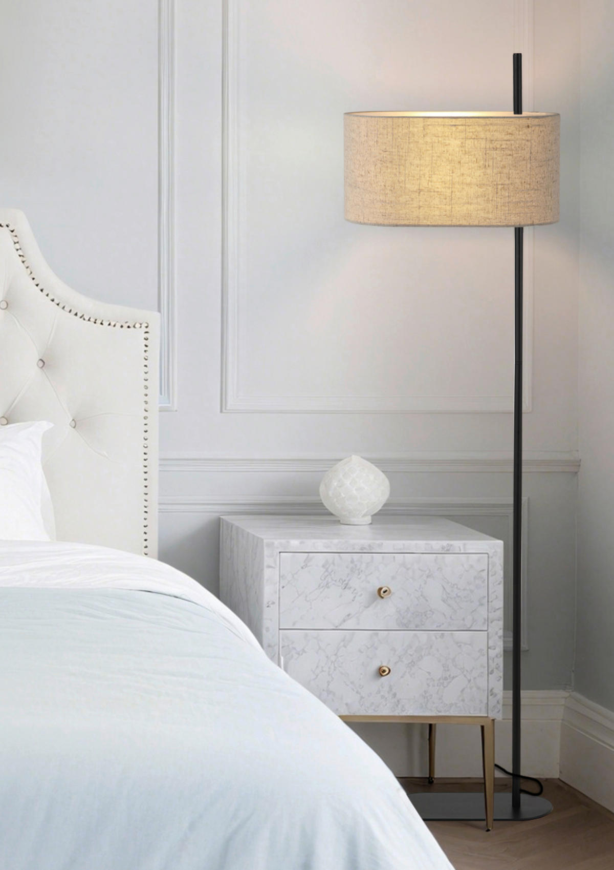 STEHLEUCHTE 22/40/142 cm    - Creme/Schwarz, Design, Kunststoff/Textil (22/40/142cm)