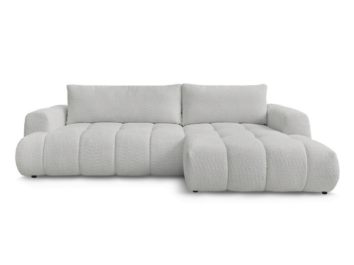 ECKSCHLAFSOFA FUJI Bouclé Hellgrau  inkl.  - Hellgrau/Schwarz, MODERN, Kunststoff/Textil (292/160cm)