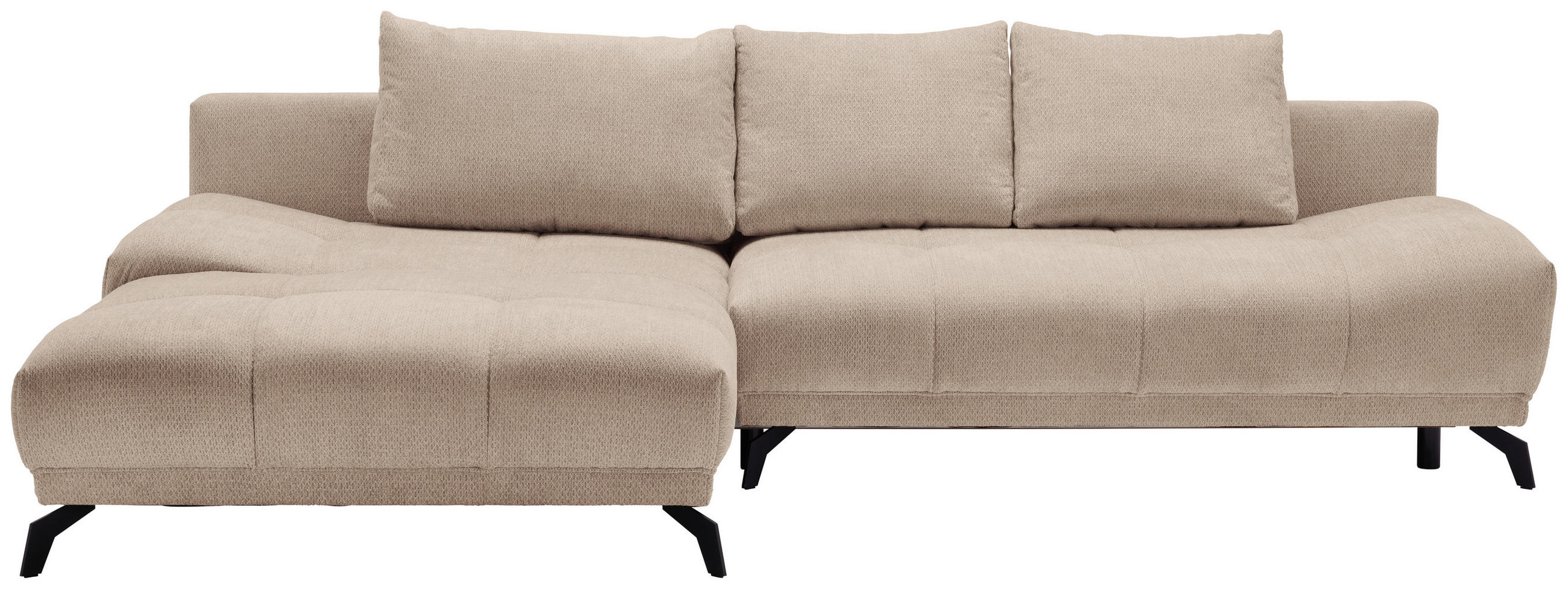 ECKSOFA Beige Chenille  - Beige/Schwarz, MODERN, Textil/Metall (182/290cm) - Hom`in
