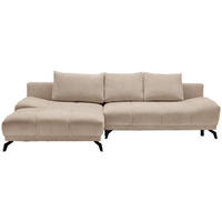 ECKSOFA in Chenille Beige  - Beige/Schwarz, MODERN, Textil/Metall (182/290cm) - Hom`in
