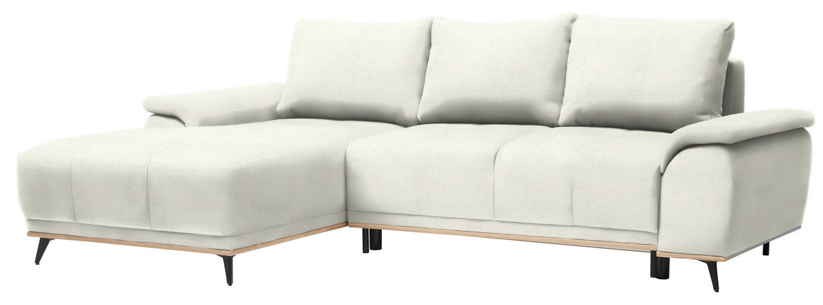ECKSOFA in Struktur Weiss  - Weiss/Schwarz, Modern, Textil/Metall (168/262cm) - home24
