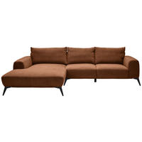 ECKSOFA in Webstoff Braun  - Schwarz/Braun, Design, Textil/Metall (187/298cm) - Stylife