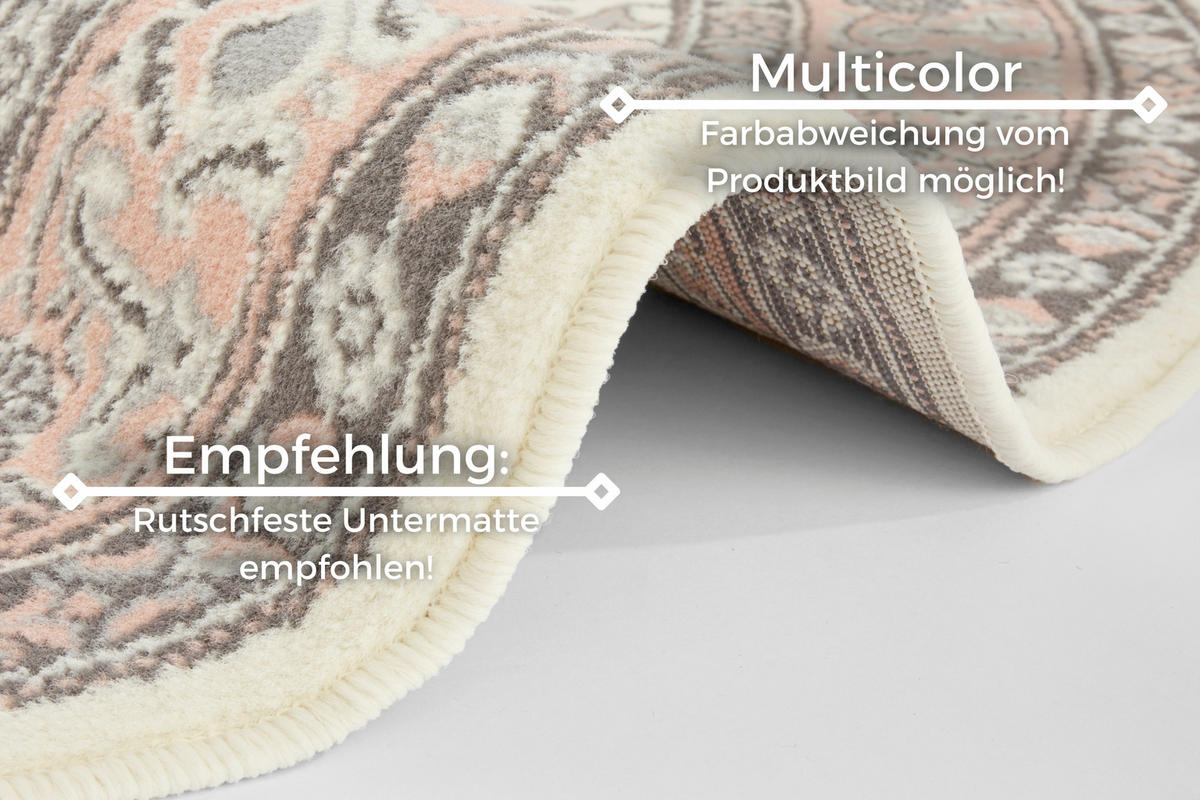 VINTAGE-TEPPICH 160 cm Mirkan Hellrosa, Creme  - Hellrosa/Creme, Basics, Kunststoff/Textil (160cm) - Hanse Home