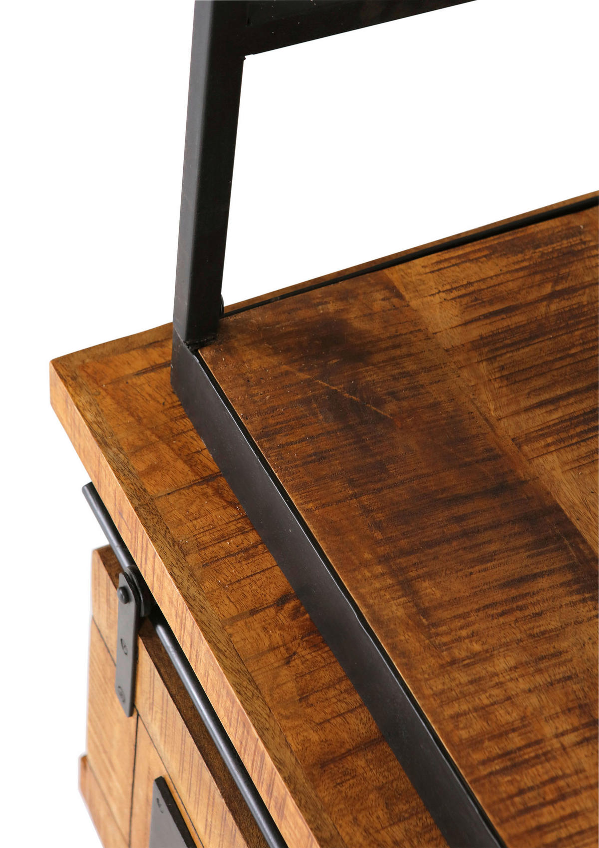 BÜCHERWAND Mangoholz massiv Naturfarben, Schwarz  - Schwarz/Naturfarben, KONVENTIONELL, Holz/Metall (127/210/45cm) - Landscape