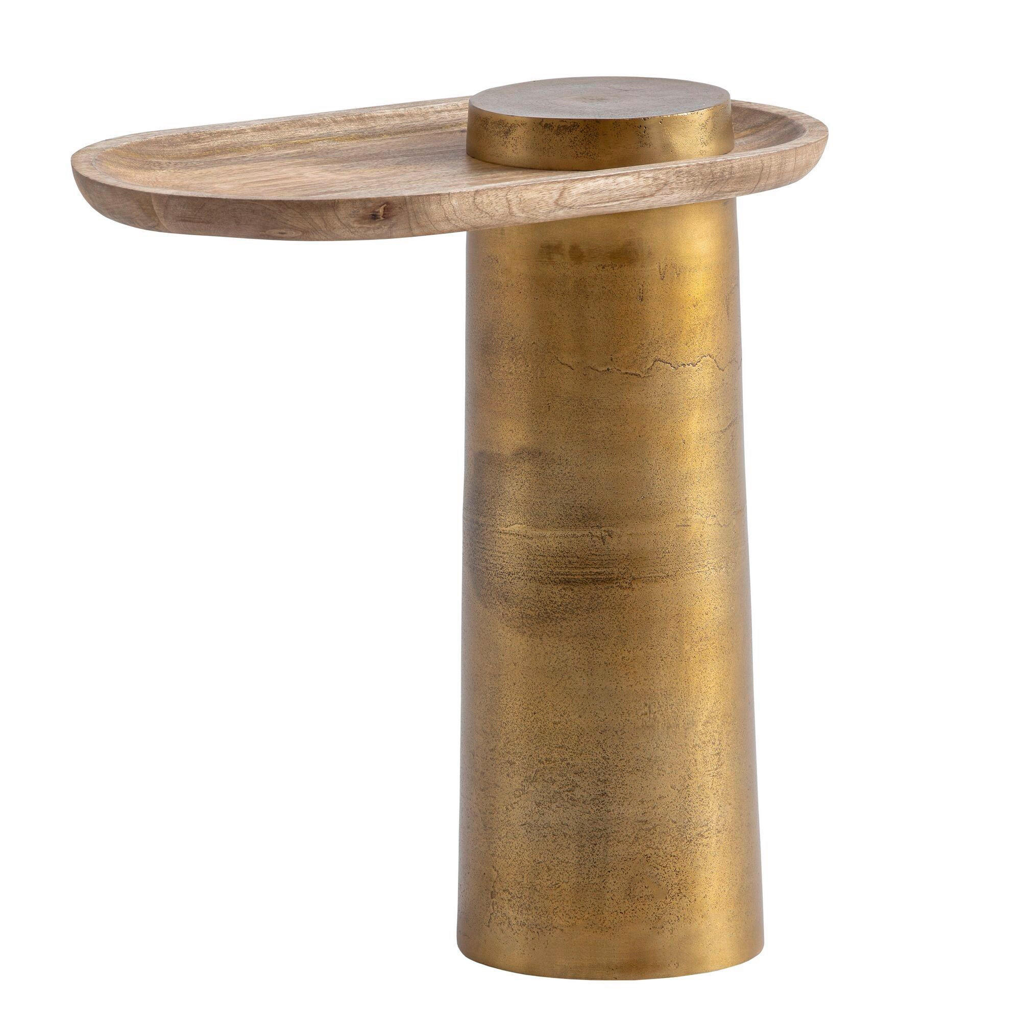 BEISTELLTISCH Holz 50/30/52 cm  - Eichefarben/Goldfarben, Design, Holz/Metall (50/30/52cm) - Livetastic