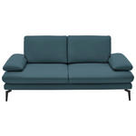 2,5-SITZER  in Echtleder Blau   - Blau/Schwarz, Design, Leder/Metall (196/86/104cm) - Dieter Knoll