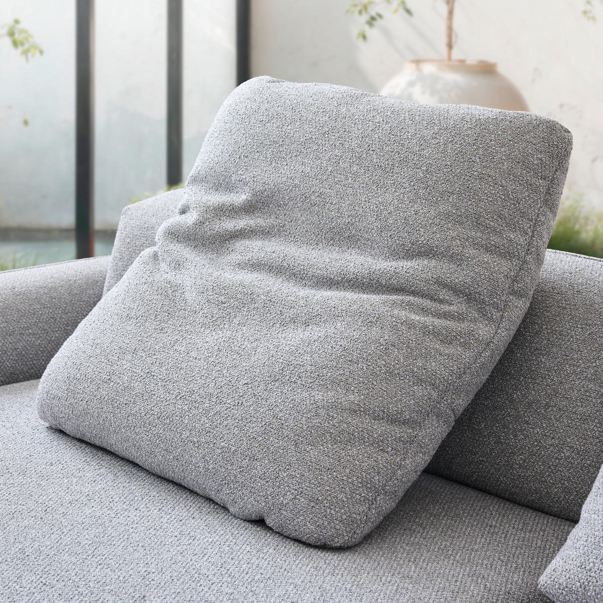 ECKSOFA  in Flachgewebe Hellgrau  225/355 cm  - Anthrazit/Hellgrau, Design, Textil/Metall (225/355cm) - Johann Jakob