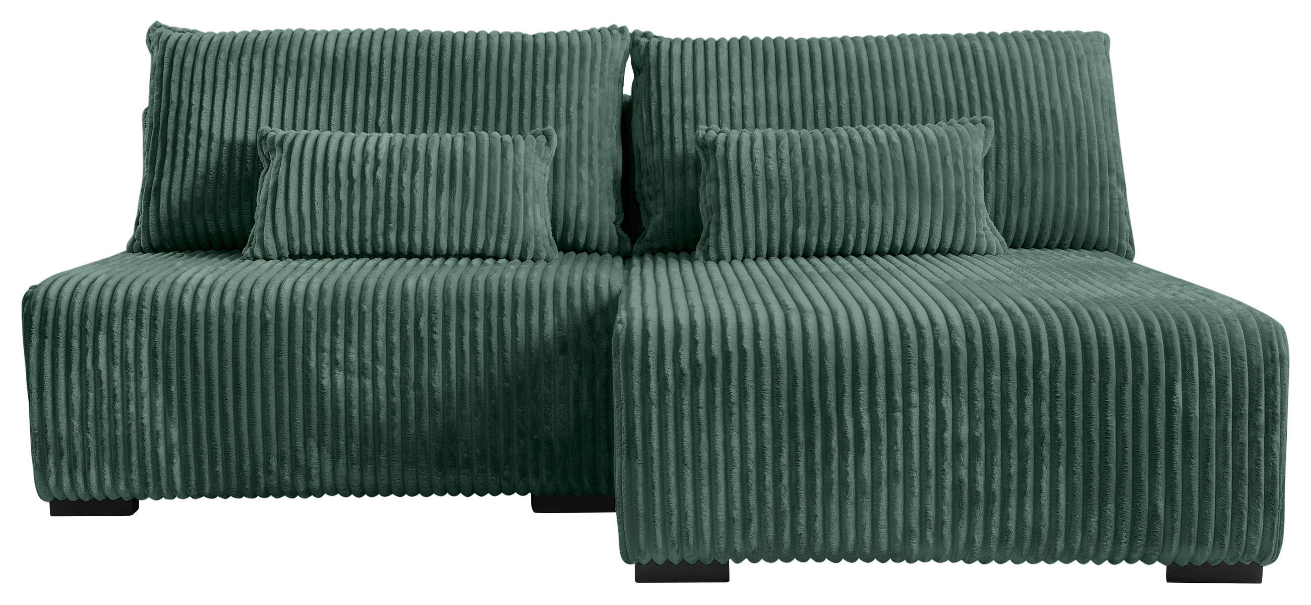 ECKSOFA Dunkelgrün Cord  - Dunkelgrün/Schwarz, MODERN, Holz/Textil (210/146cm) - Carryhome