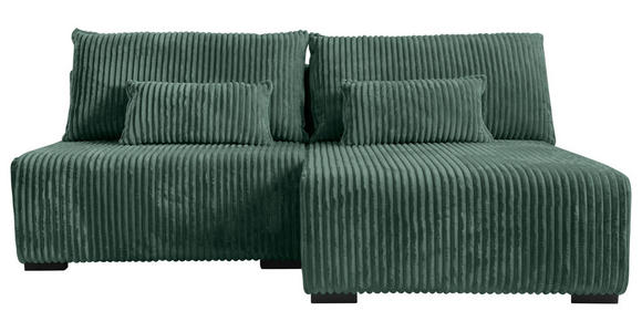 ECKSOFA Dunkelgrün Cord Rückenkissen, Nierenkissen, Bettkasten  - Dunkelgrün/Schwarz, MODERN, Holz/Textil (210/146cm) - Carryhome