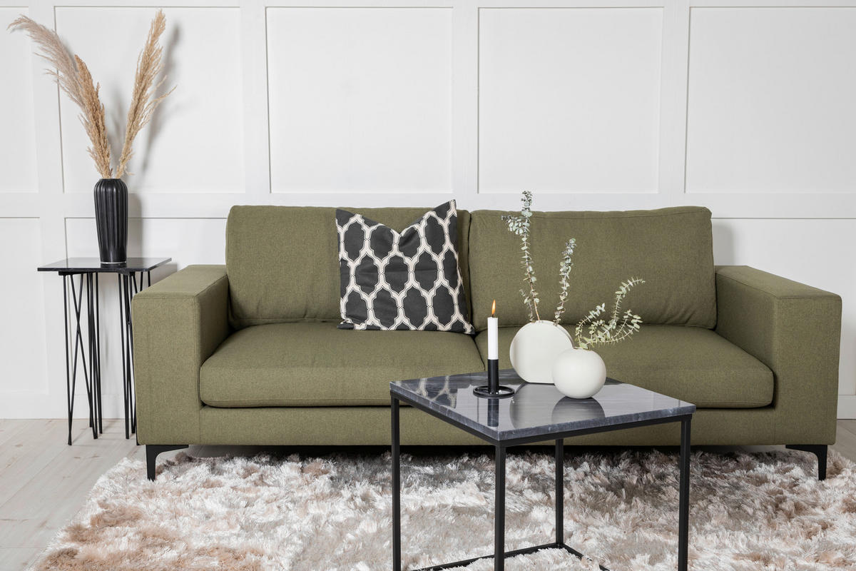 2-SITS SOFFA i metall, plast, textil svart, olivgrön  - olivgrön/svart, Design, metall/textil (215/84/88cm) - Livetastic